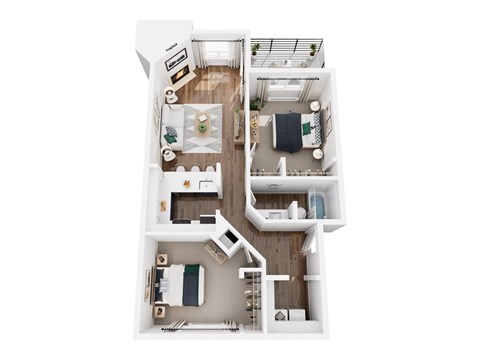 Floor plan for 2 beds, 1 bath, 900 sqft